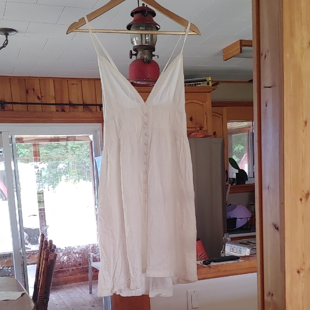 Roxy Cream Button-Front Slip Dress - Picture 2 of 10